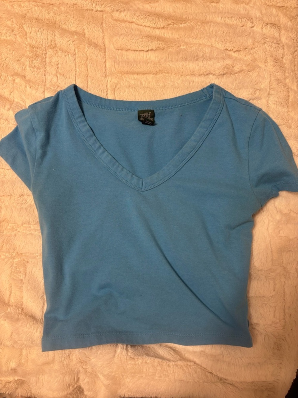 Target Blue V-Neck Cropped Tee